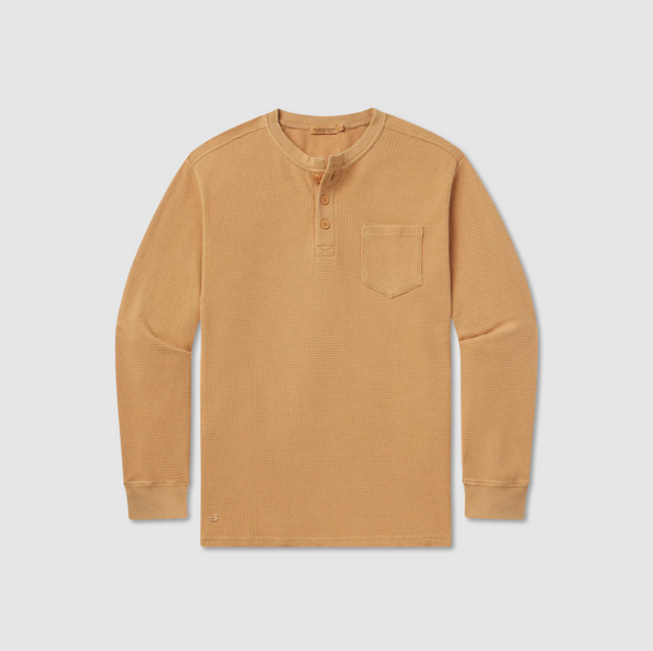 SEAWASH™ Vintage Waffle Henley Tee - Long Sleeve - Camel