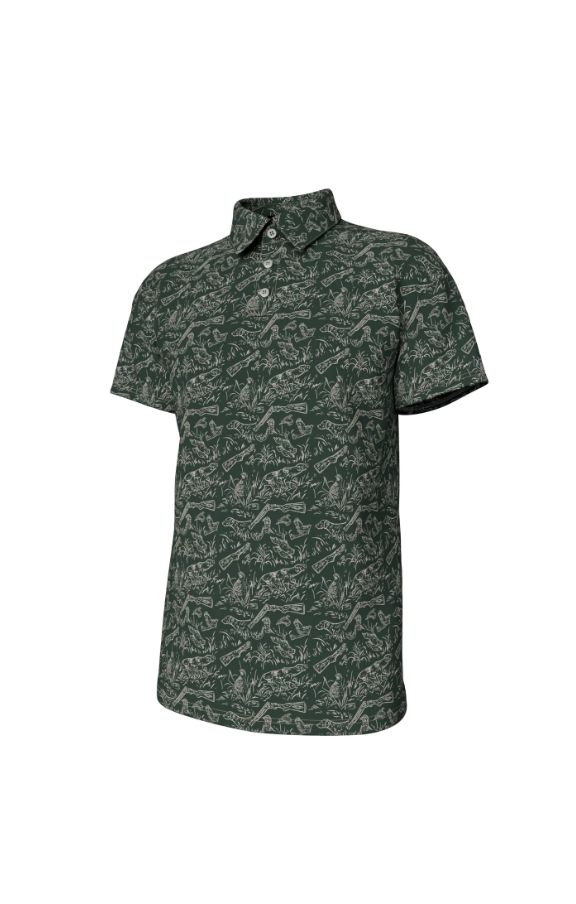 Pointer Pattern Performance Polo - Duck Green