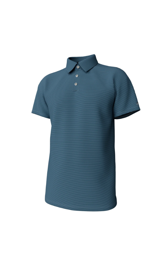 Youth Hinton Stripe Performance Polo - Mallard Blue & Mountain Spring