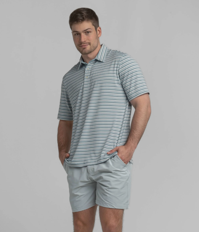 Grant Stripe Polo - Polar Plunge