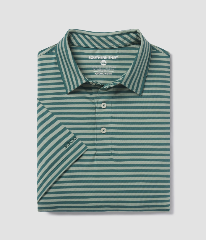Sarasota Stripe Polo - Eucalyptus