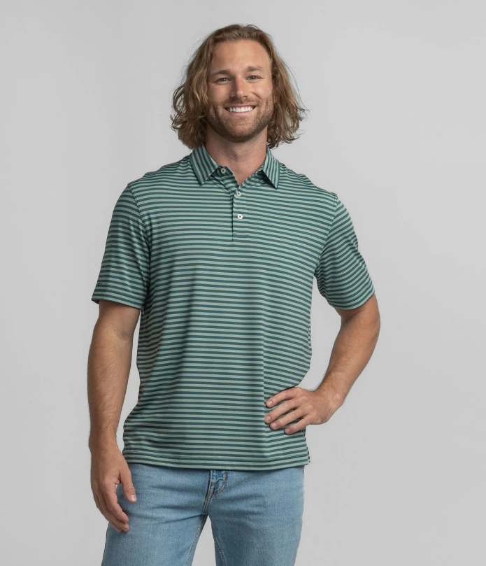 Sarasota Stripe Polo - Eucalyptus