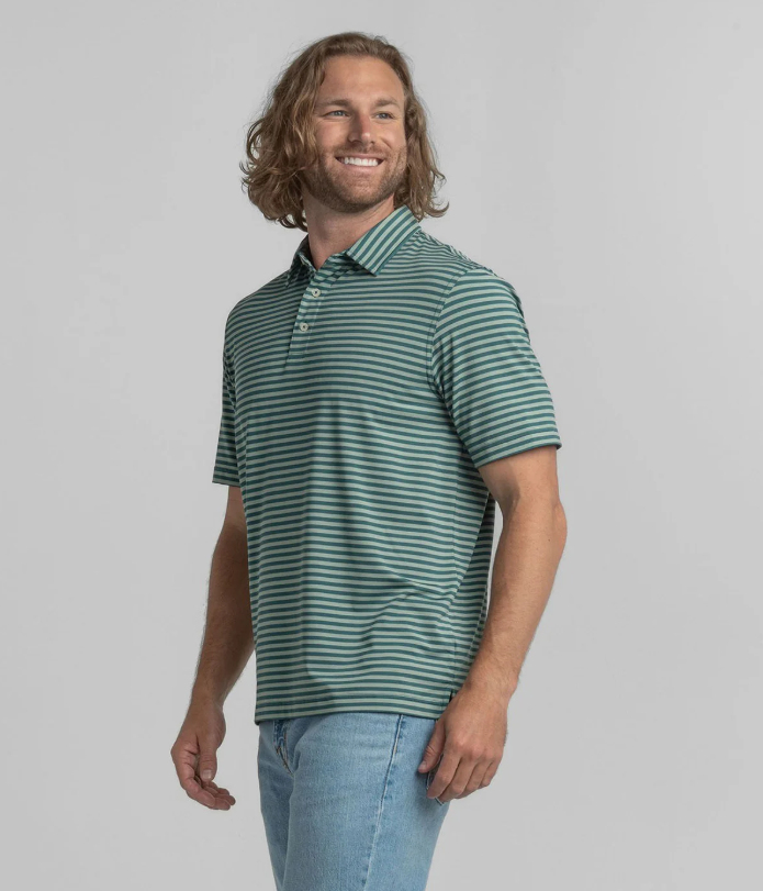 Sarasota Stripe Polo - Eucalyptus