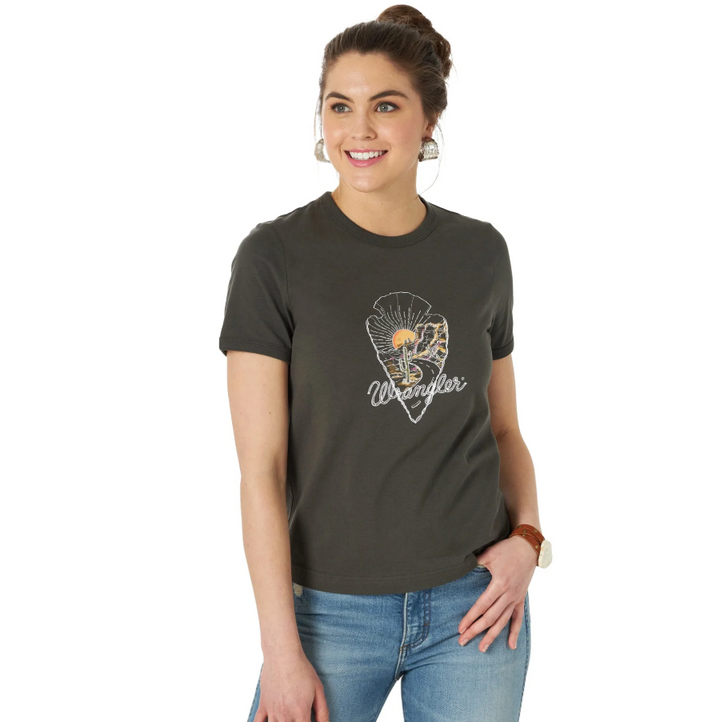 Ladies Wrangler Retro Ringer Arrow Graphic Tee