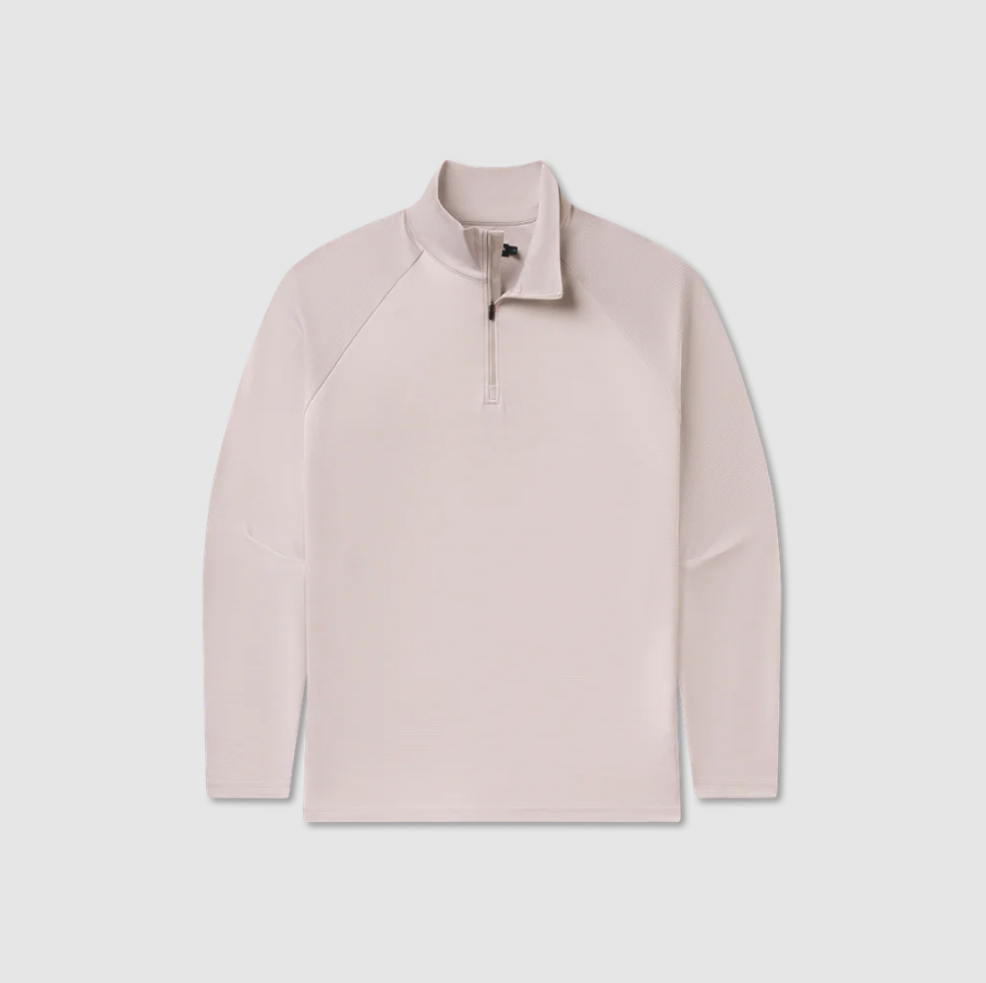 Southampton Performance Quarter Zip - Stripes - White & Gray