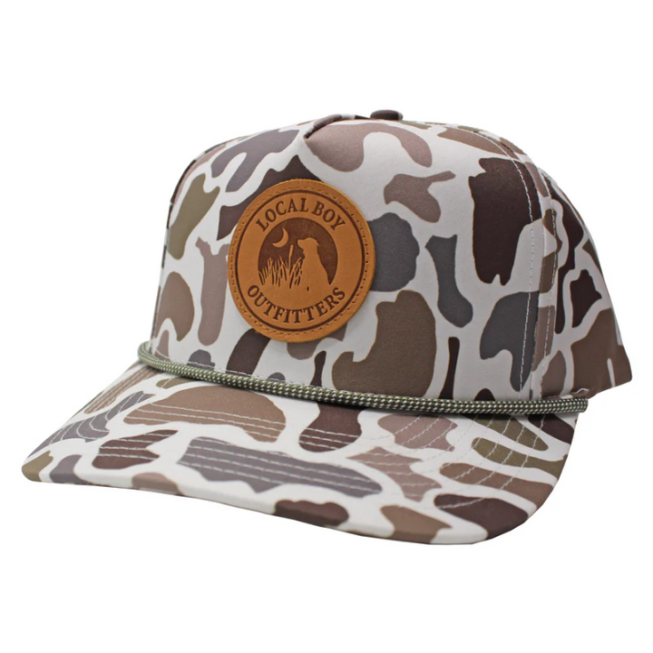 Youth Leather Patch High Crown Rope Hat