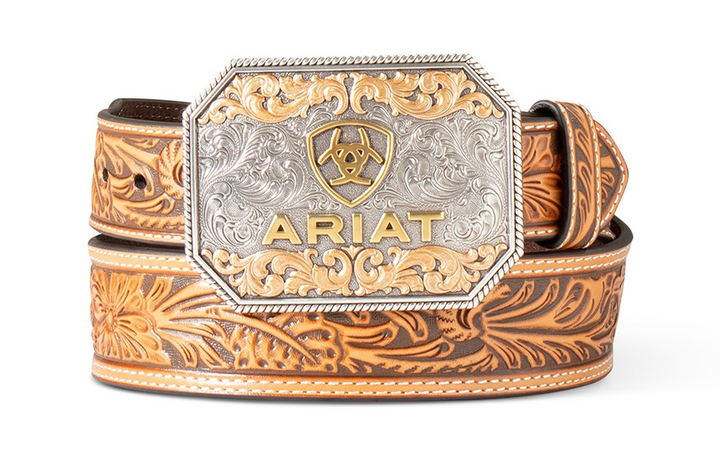 Ariat Floral Tan Embossed Belt with Buckle