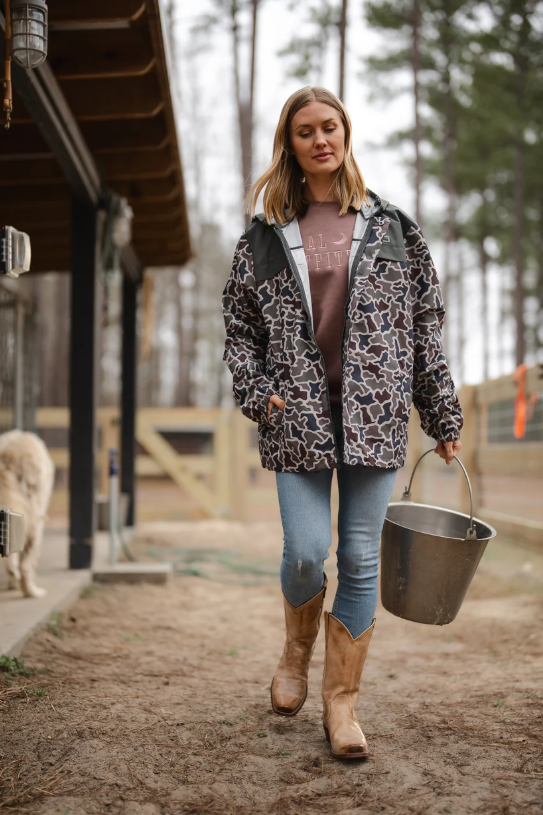 Two Tone Rain Jacket - Dark Slate Dog & Moon Camo