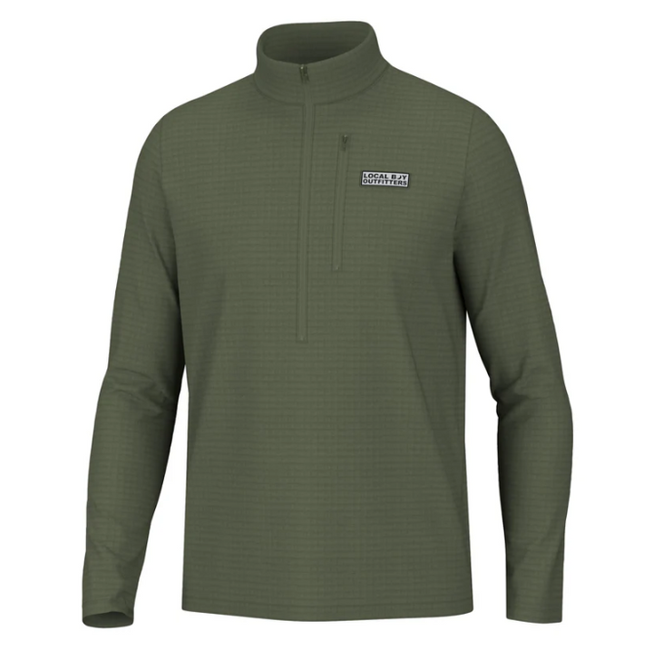 Waffle Half Zip - Olive Green