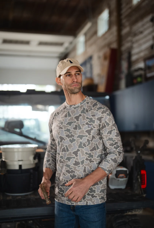 L/S Heather Blend Crew - Sand Dog & Moon Camo