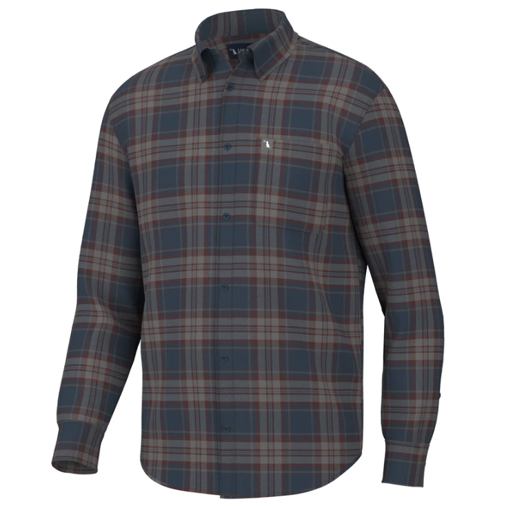 Phelan Stretch Flannel - Navy/Charcoal/Red