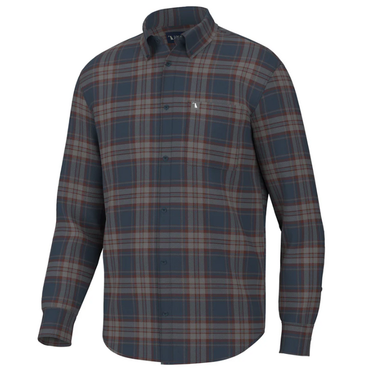 Phelan Stretch Flannel - Navy/Charcoal/Red