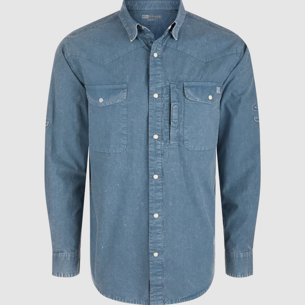 Cinco Ranch Cotton Acid Wash Graphic Shirt - Dusty Blue