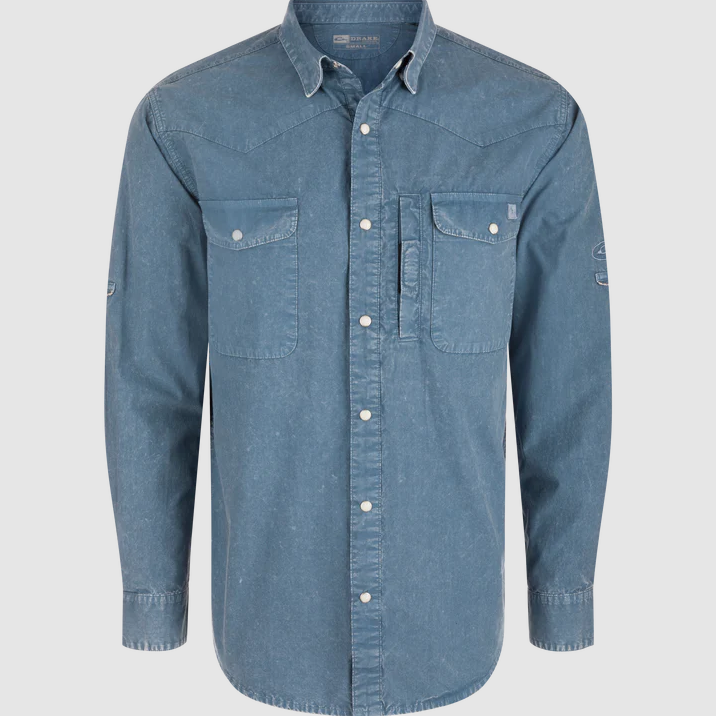 Cinco Ranch Cotton Acid Wash Graphic Shirt - Dusty Blue