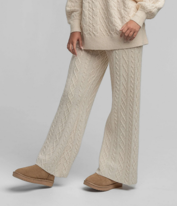 Comfy Cozy Sweater Pants - Parchment