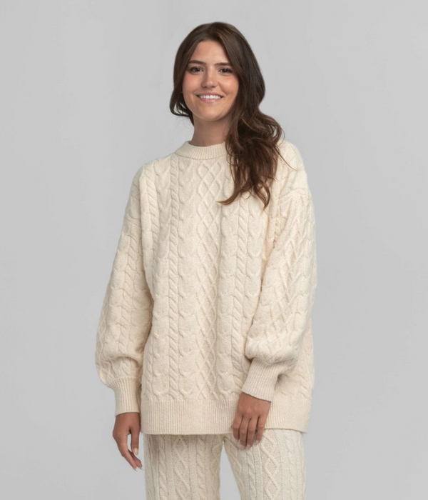 Comfy Cozy Cable Sweater - Parchment