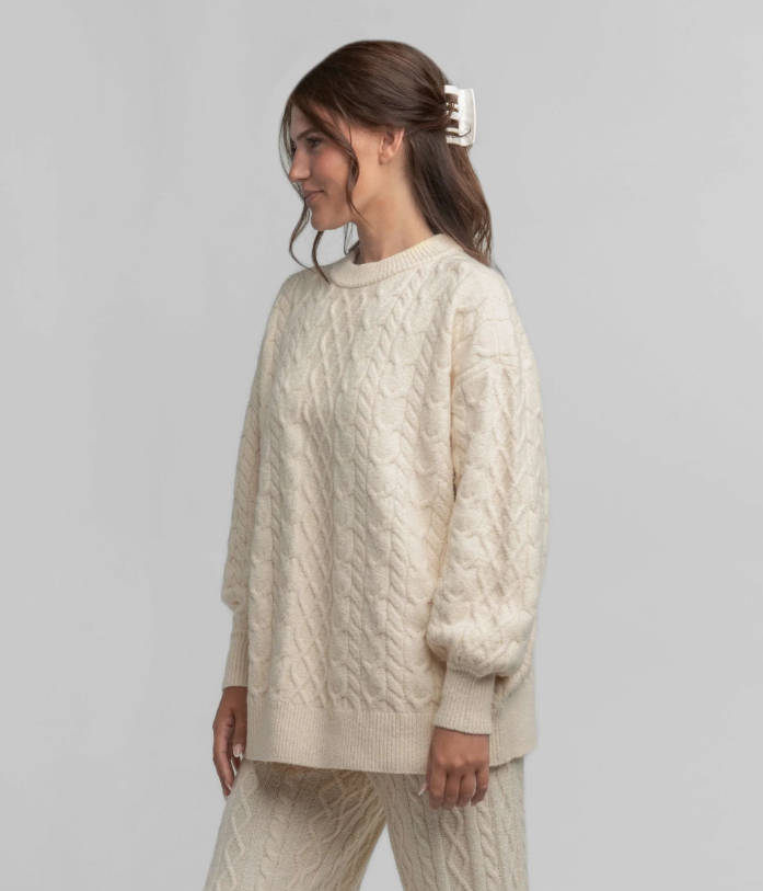 Comfy Cozy Cable Sweater - Parchment
