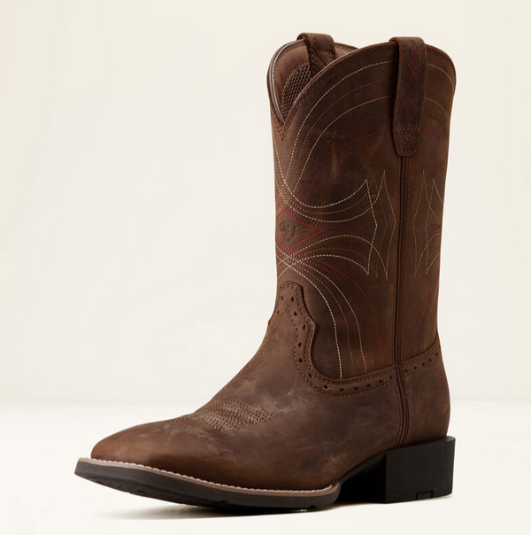 Sport Wide Square Toe Cowboy Boot - Distressed Brown