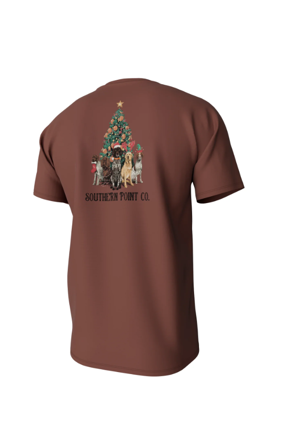 Gun Dog Christmas Short Sleeve Pocket Tee - Chili Oil