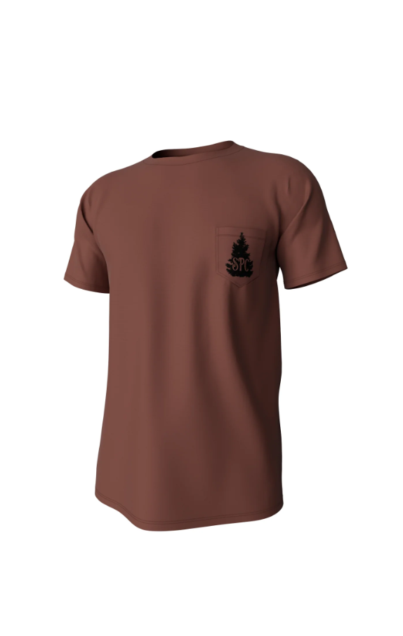 Gun Dog Christmas Short Sleeve Pocket Tee - Chili Oil