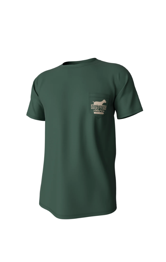 Youth Silhouette Shield Short Sleeve Pocket Tee - Duck Green