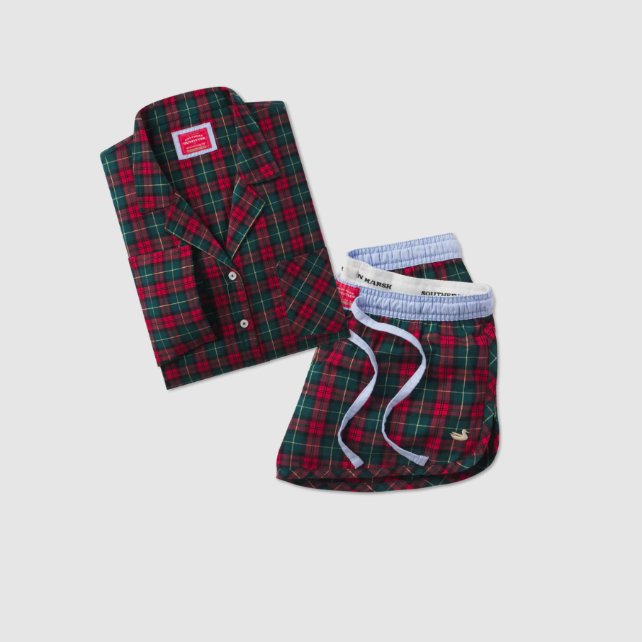 Chandler Tartan Lounge Short - Red & Green Plaid