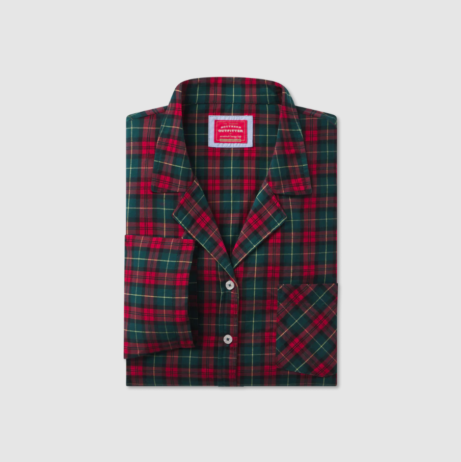 Savannah Tartan Lounge Top - Red & Green Plaid