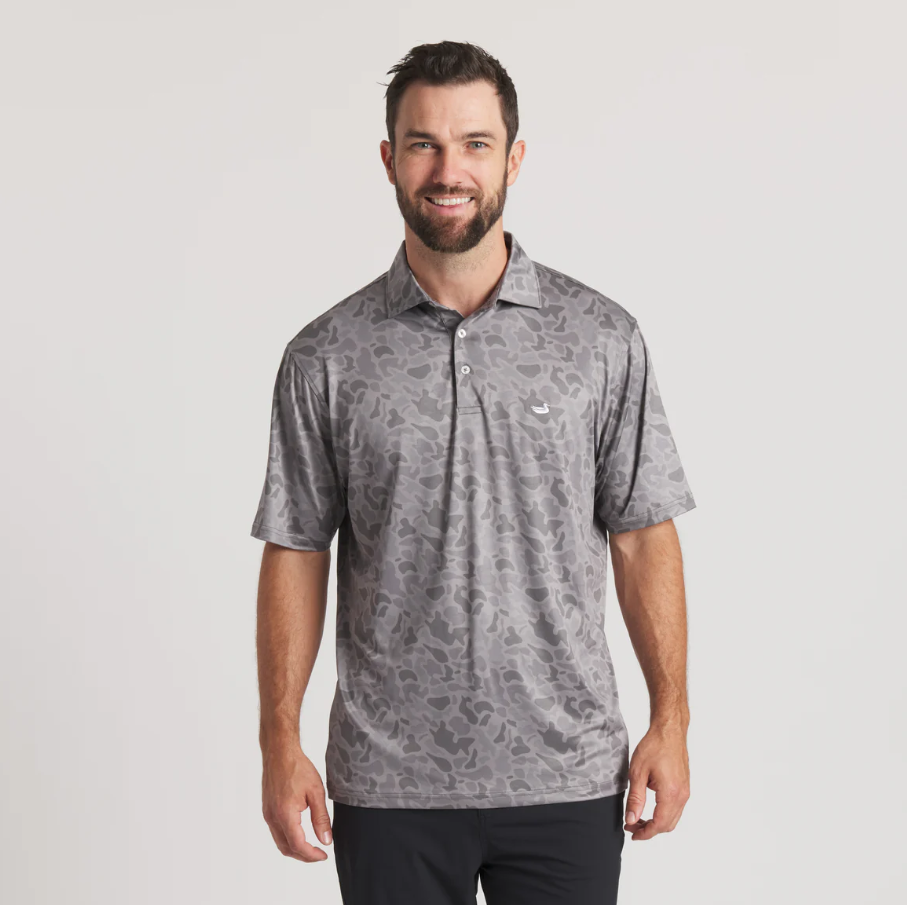 Marsh Performance Polo - Retro Camo - Light Gray