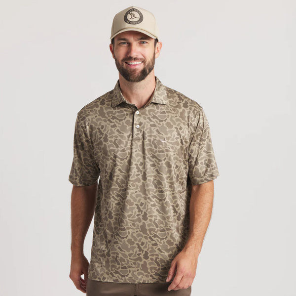Marsh Performance Polo - Retro Camo -Stone Brown