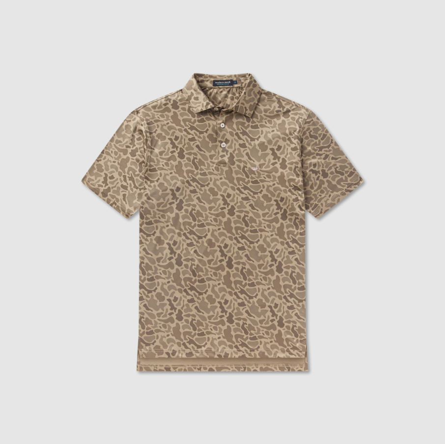 Marsh Performance Polo - Retro Camo -Stone Brown