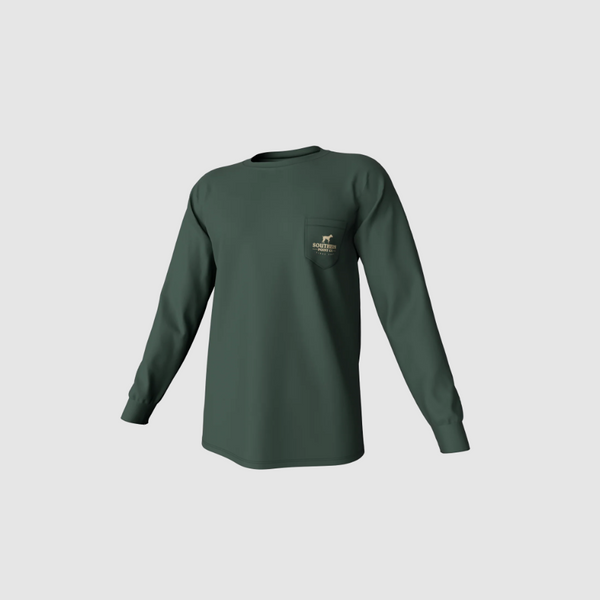 Camo Logo Long Sleeve Pocket Tee - Duck Green