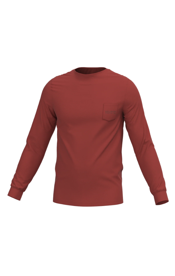 Clay Shooting Long Sleeve Pocket Tee - Chili Oil