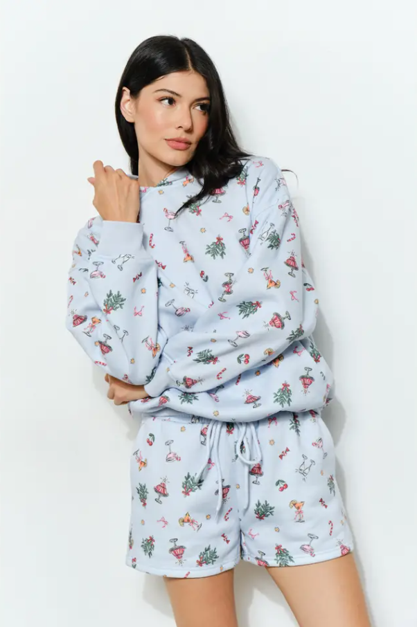 Renne Festive Holiday Lounge Sweater - Blue