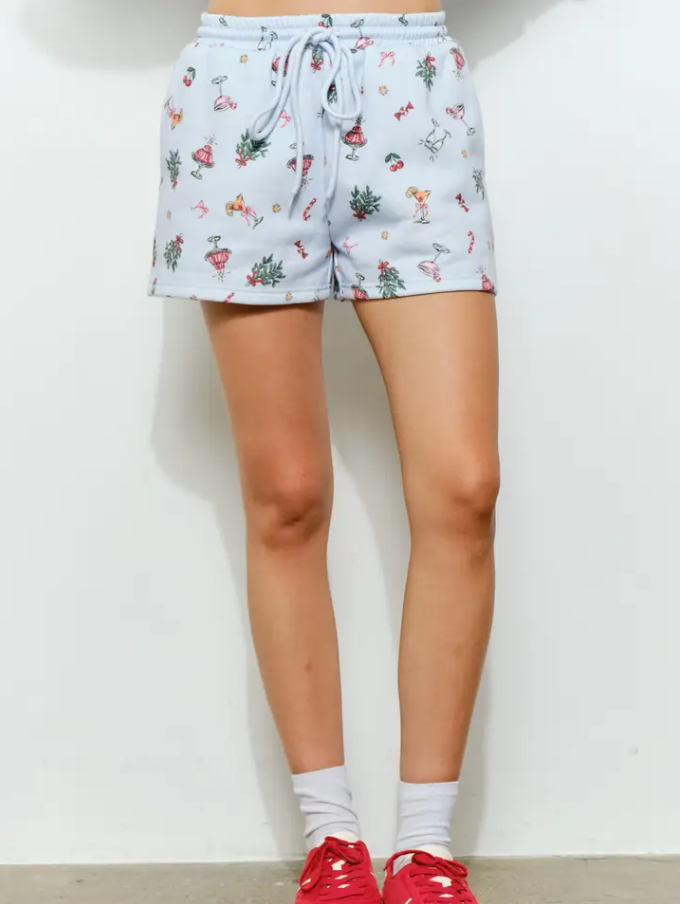 Renne Festive Holiday Lounge Shorts - Blue