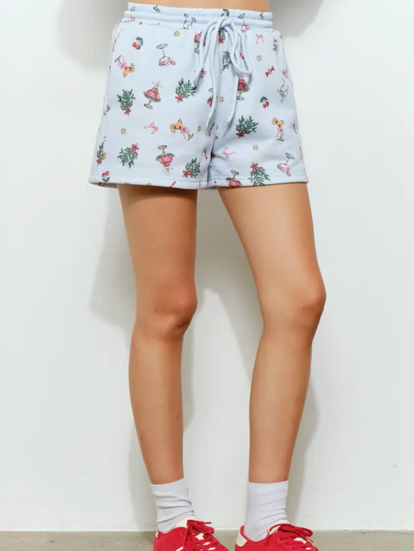 Renne Festive Holiday Lounge Shorts - Blue