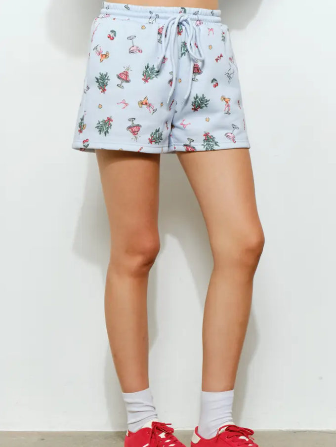Renne Festive Holiday Lounge Shorts - Blue