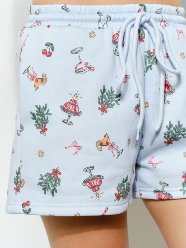 Renne Festive Holiday Lounge Shorts - Blue