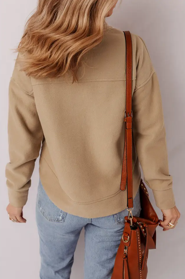 Solid Grommet V-Neck Drop Shoulder Sweatshirt