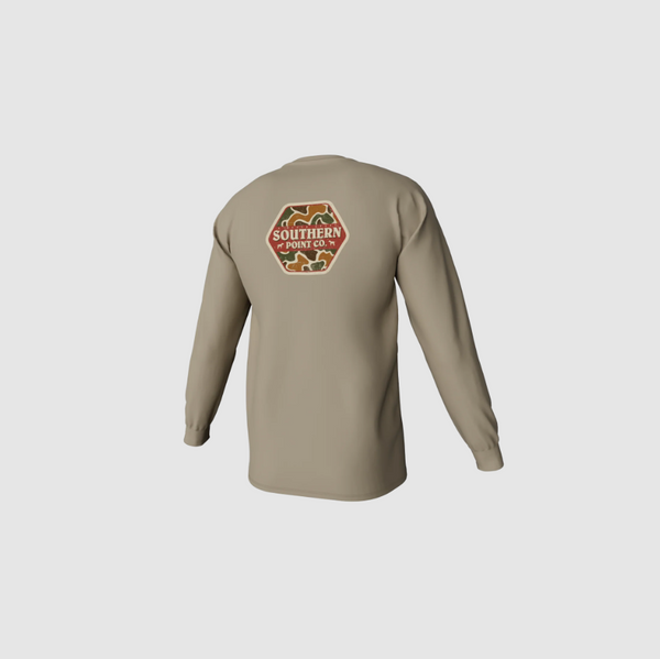 Camo Logo Long Sleeve Pocket Tee - Sandstone