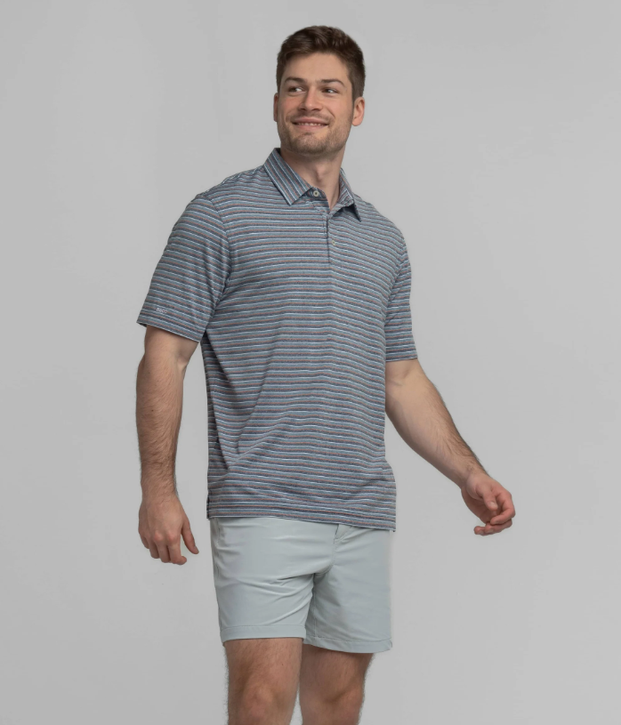 Cahaba Heather Stripe Polo - Navy Night