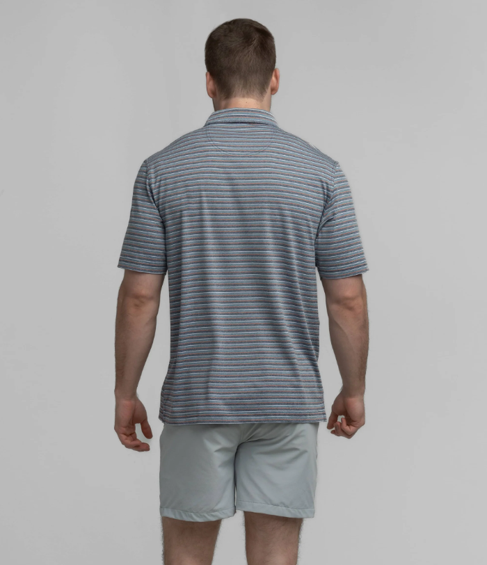 Cahaba Heather Stripe Polo - Navy Night