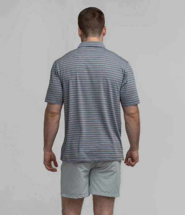 Cahaba Heather Stripe Polo - Navy Night