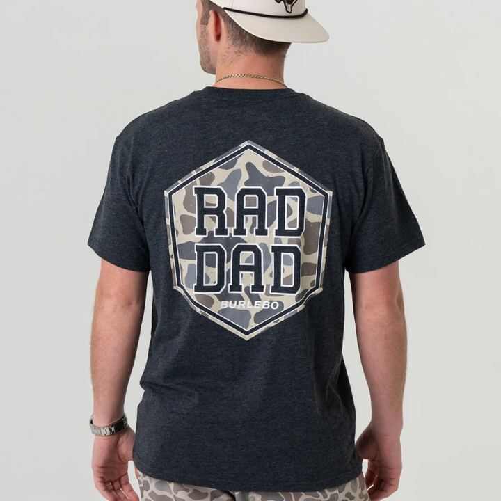 SS Tee - Rad Dad Deer Camo - Heather Black