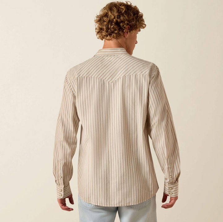Retro Hesper Fitted Snap Shirt - Sandshell Stripe