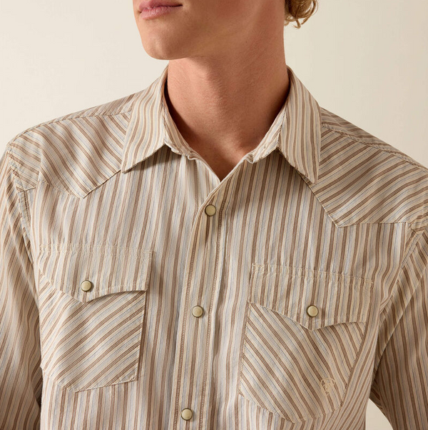Retro Hesper Fitted Snap Shirt - Sandshell Stripe