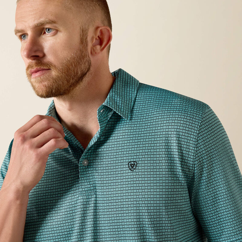 All Over Print Classic Fit Polo - Angel Blue Mod Geo Print