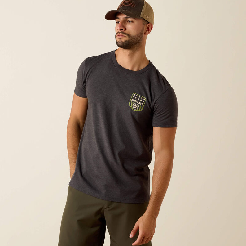Ariat Stripe Patriotic Badge - Charcoal Heather
