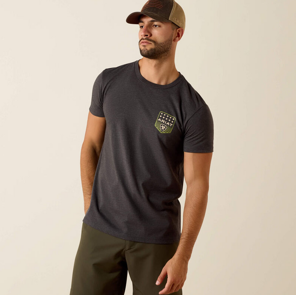 Ariat Stripe Patriotic Badge - Charcoal Heather