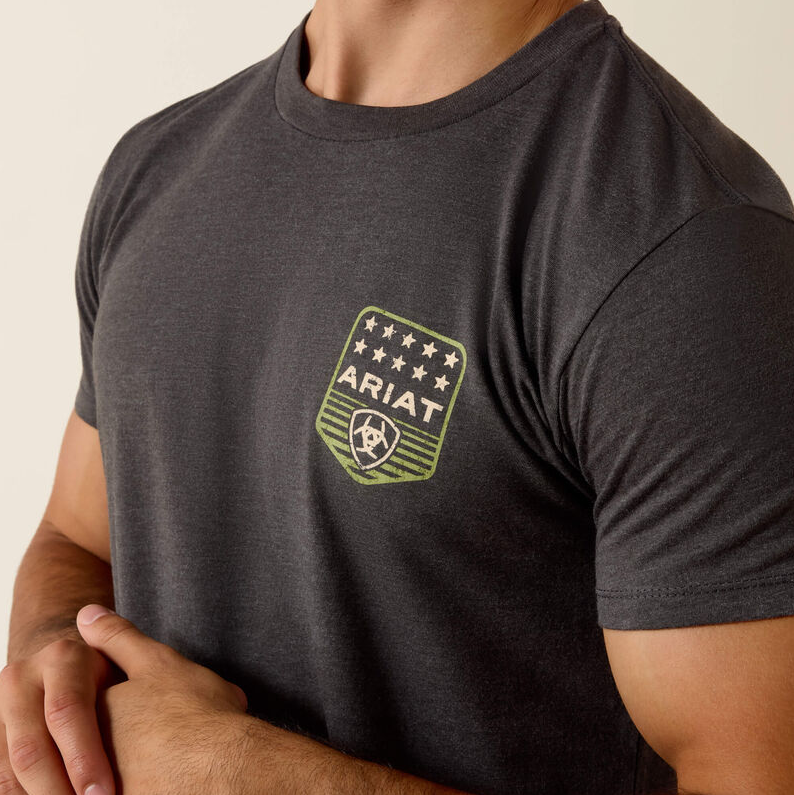 Ariat Stripe Patriotic Badge - Charcoal Heather
