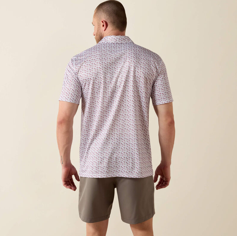 All Over Print Classic Fit Polo - White Island Mini Print